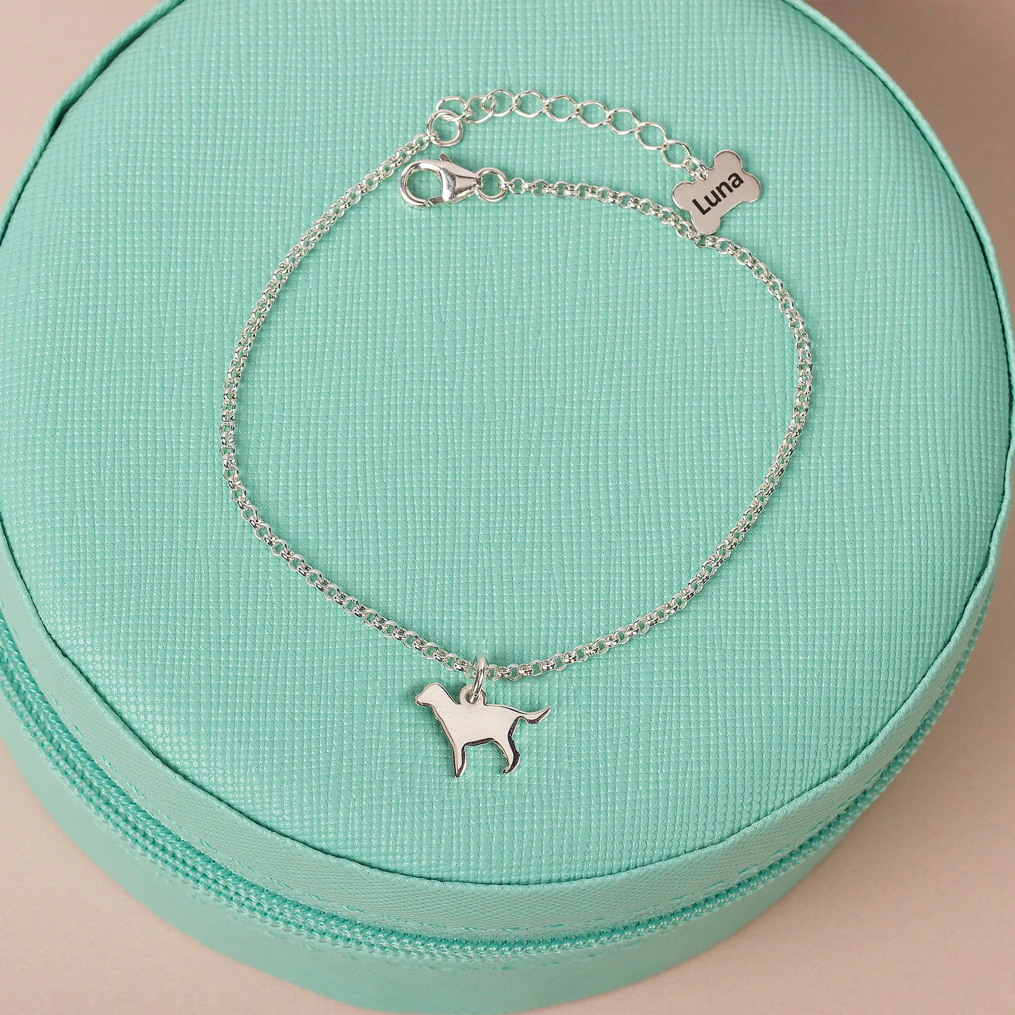 Silhouette Dog Chain Bracelet - Personalised - Sterling Silver