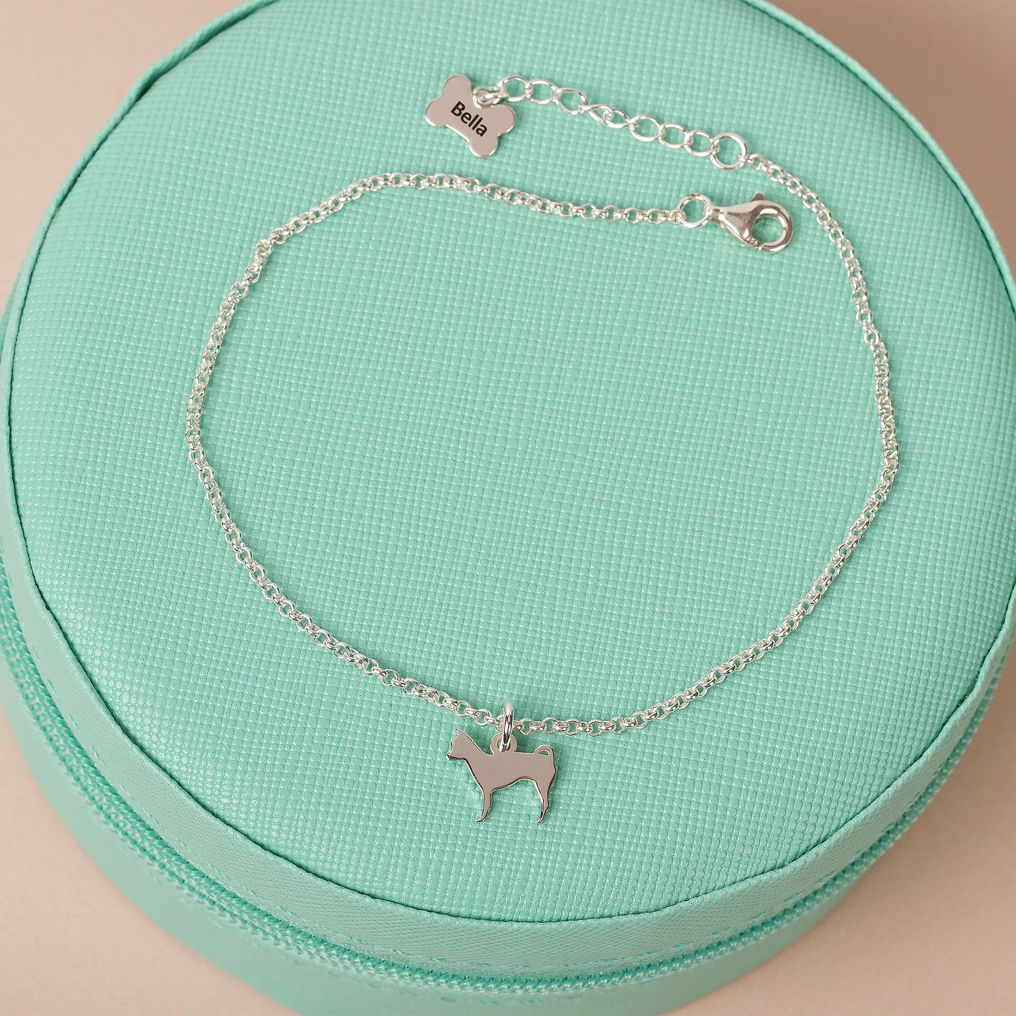 Silhouette Dog Chain Bracelet - Personalised - Sterling Silver