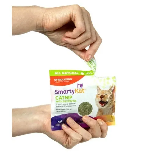 SmartyKat Catnip with Silvervine, Pure & Potent Blend for Cats, Resealable Pouch, 0.5 oz