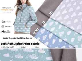 Softshell Digital Clouds Print Fabric