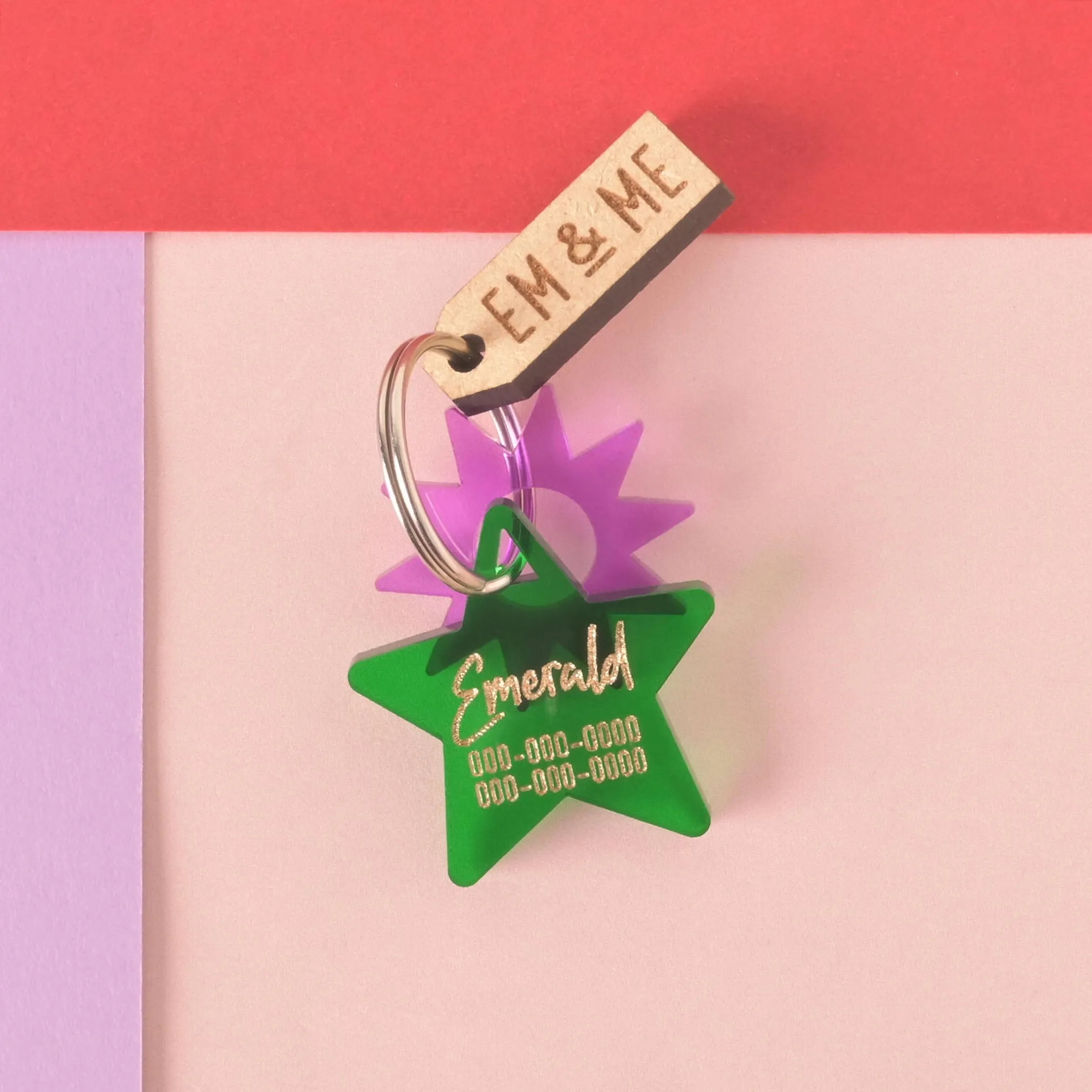 Star, Script, Small Personalized Pet Tag