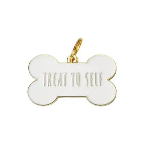 Treat Yo Self Pet ID Tag in White