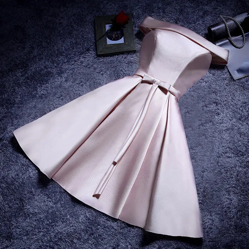 Uniwim Elegant Satin Bridesmaid Dresses for Women 2024 Summer Sexy Boat Neck Prom Cocktail Evening Party Mini Dress Slim Formal vestido