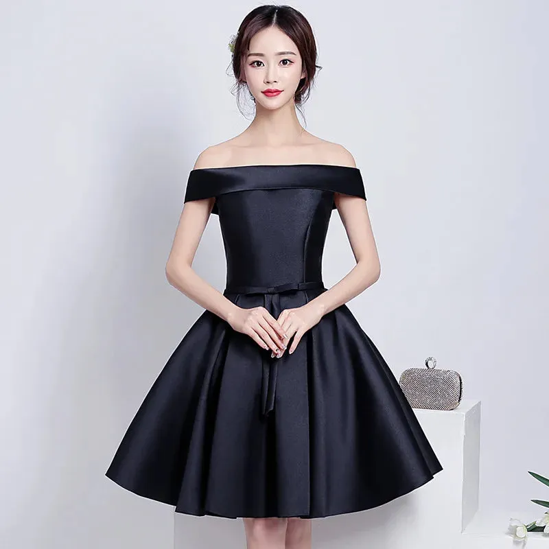 Uniwim Elegant Satin Bridesmaid Dresses for Women 2024 Summer Sexy Boat Neck Prom Cocktail Evening Party Mini Dress Slim Formal vestido
