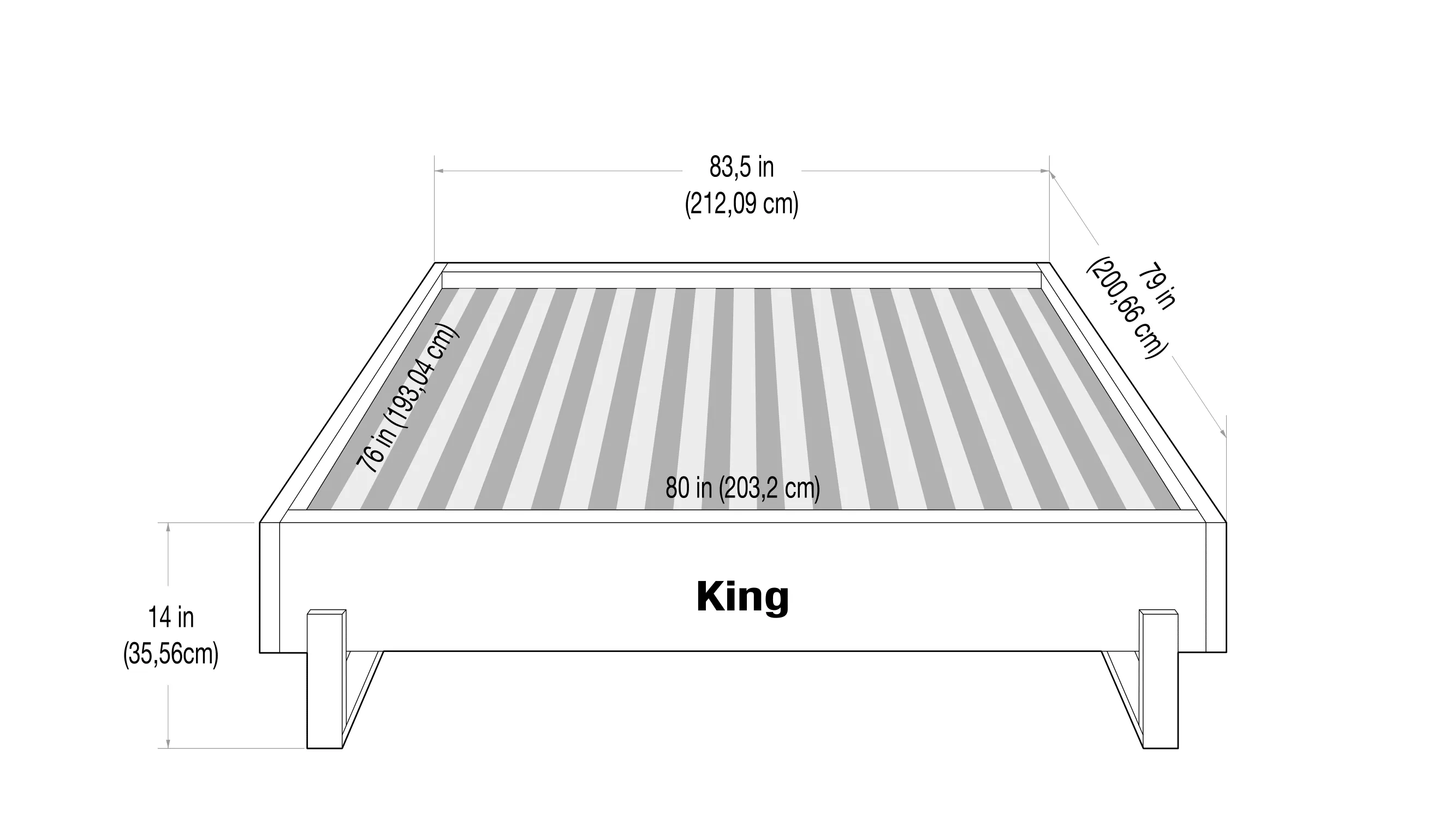 Vant Elevated Platform Bed Burnished Brass - King Size