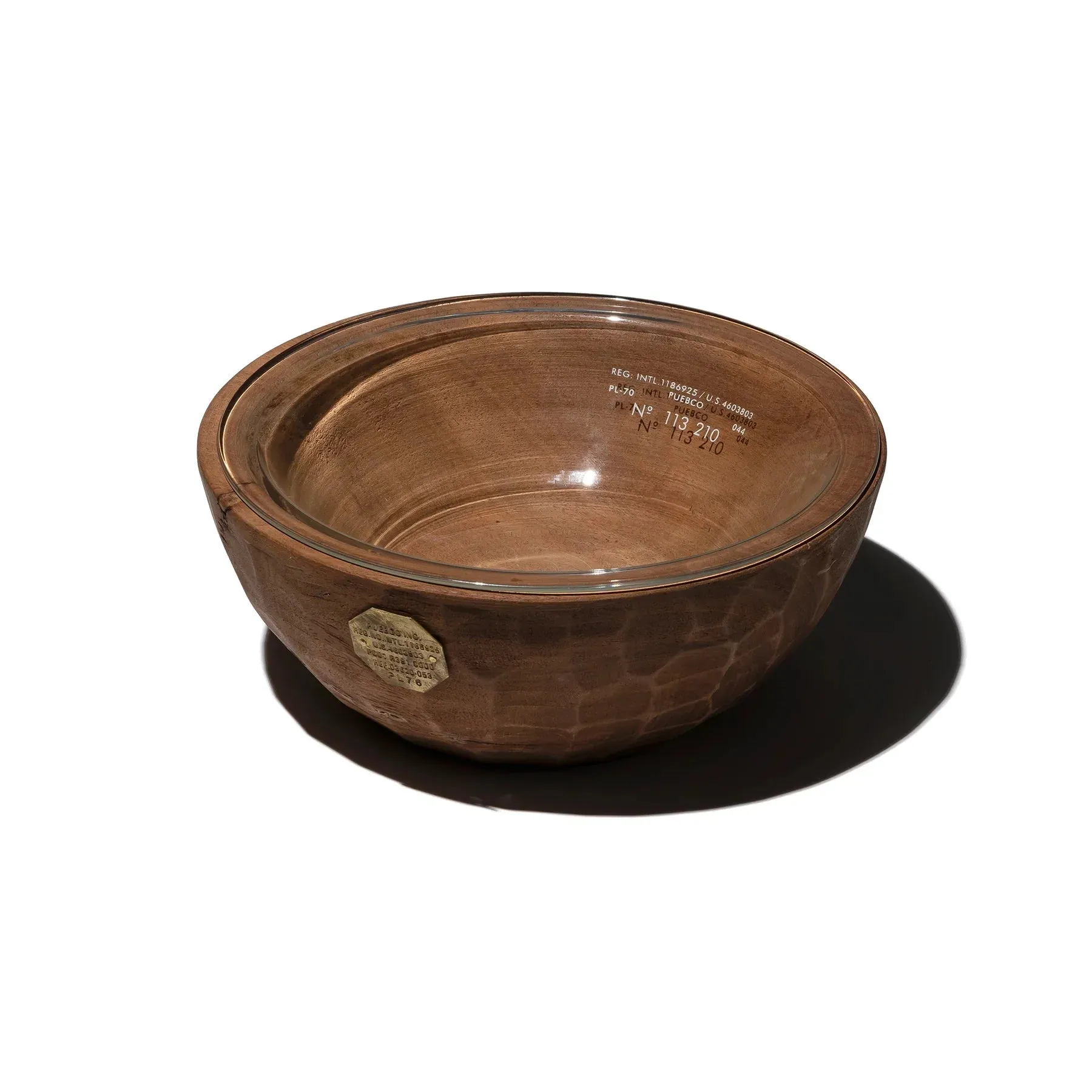Vintage Wooden Pet Bowl with Glass