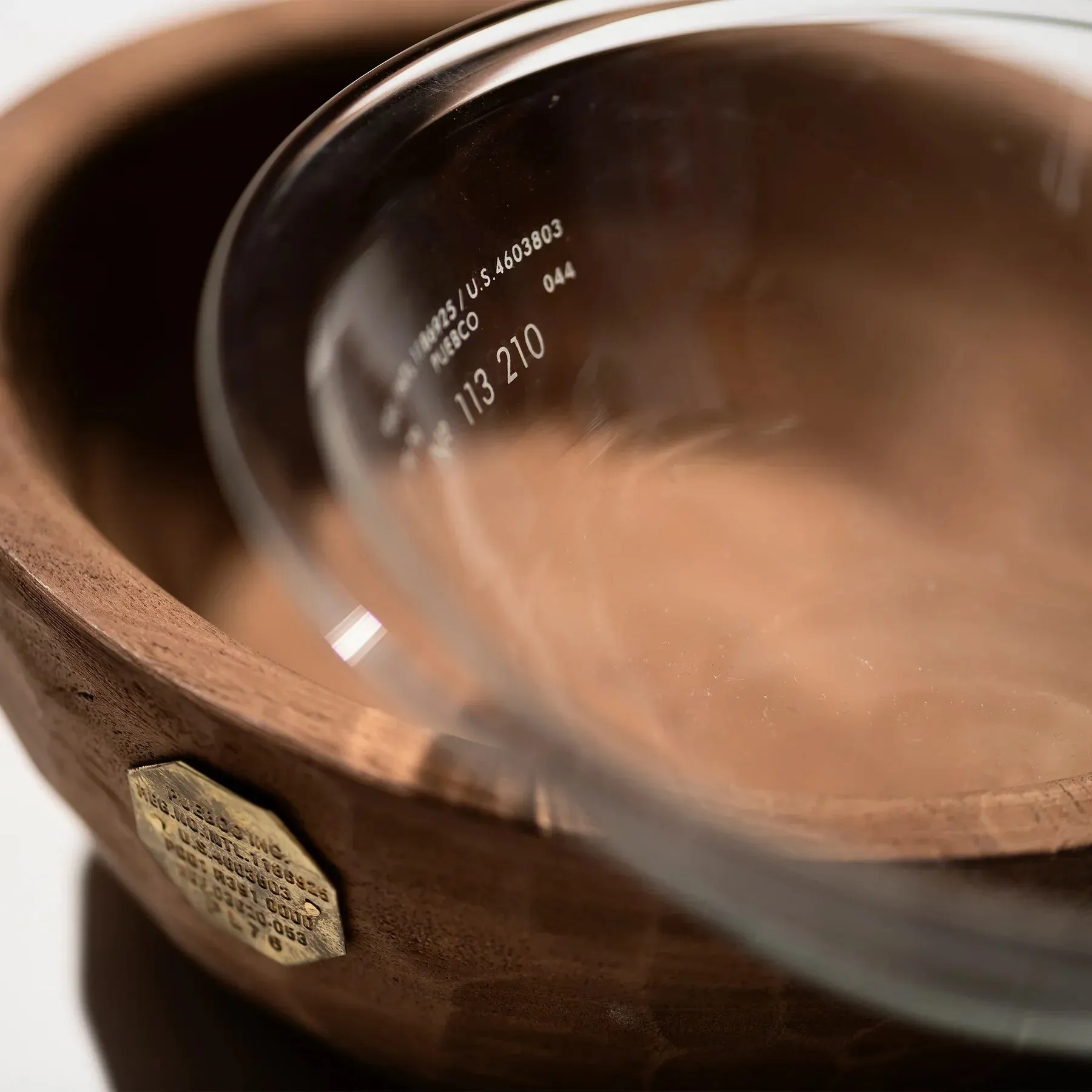 Vintage Wooden Pet Bowl with Glass