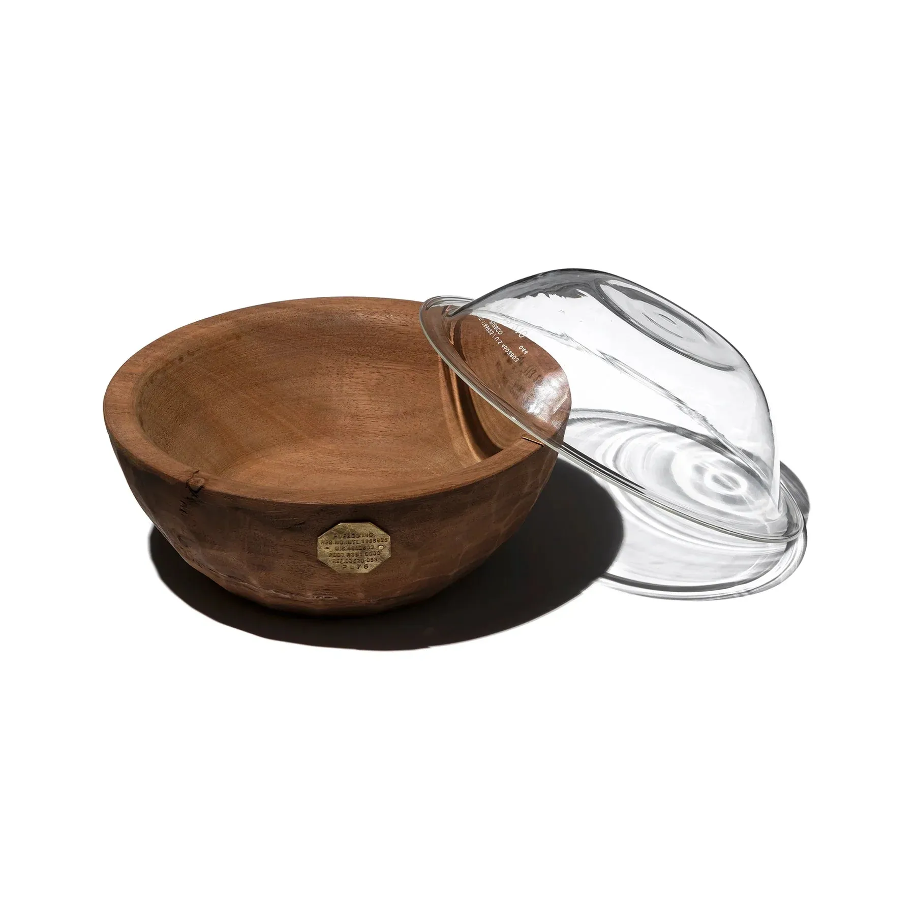 Vintage Wooden Pet Bowl with Glass