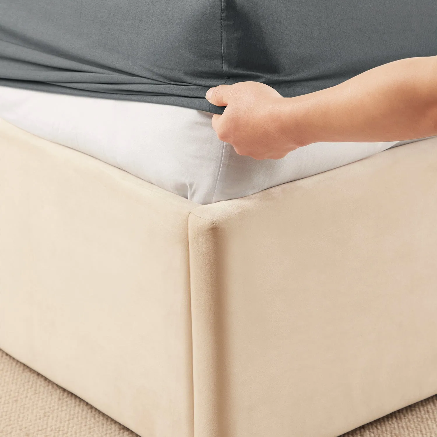 Virtu Bed Sheets Set, Deep Pocket Rayon Derived from Bamboo