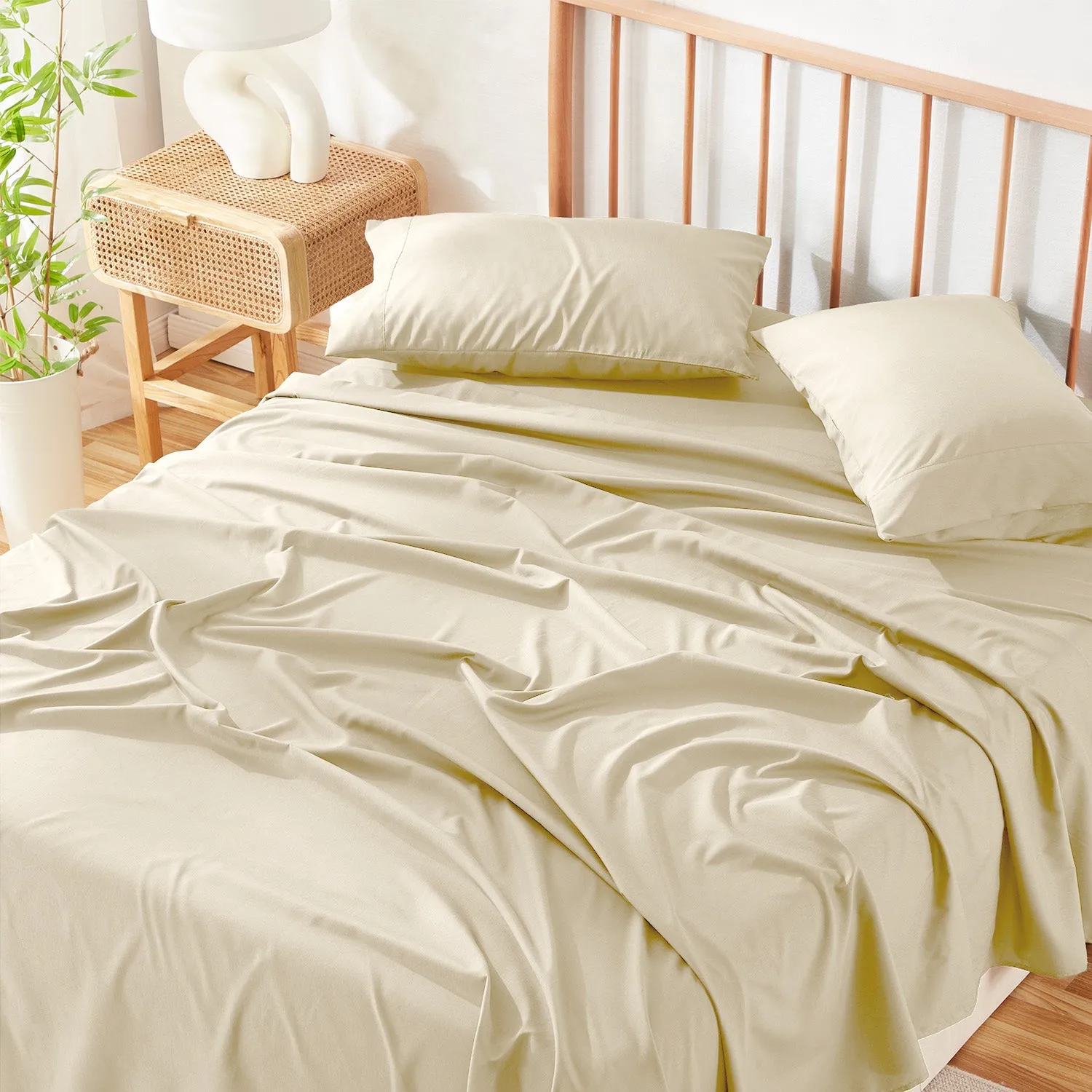 Virtu Bed Sheets Set, Deep Pocket Rayon Derived from Bamboo