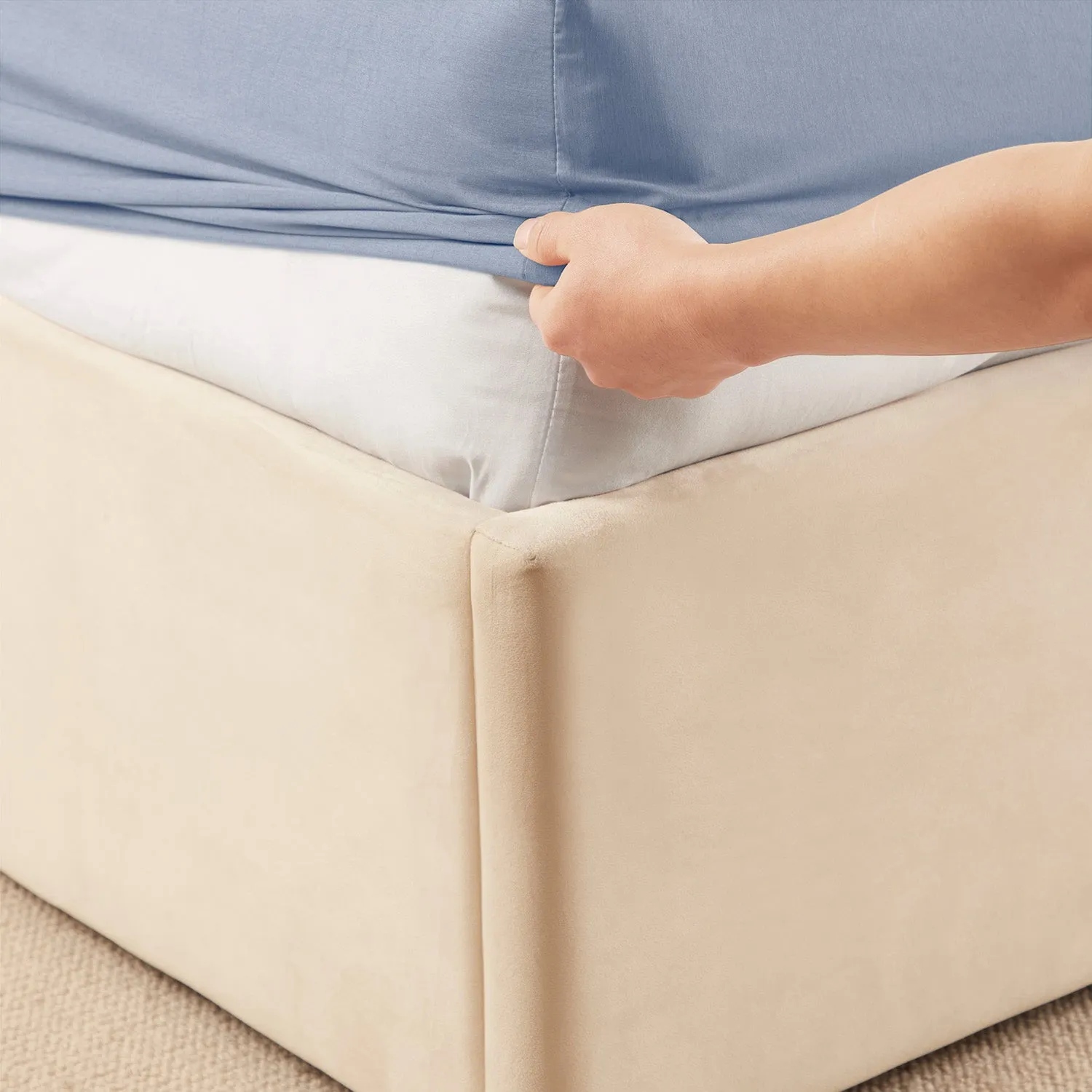 Virtu Bed Sheets Set, Deep Pocket Rayon Derived from Bamboo