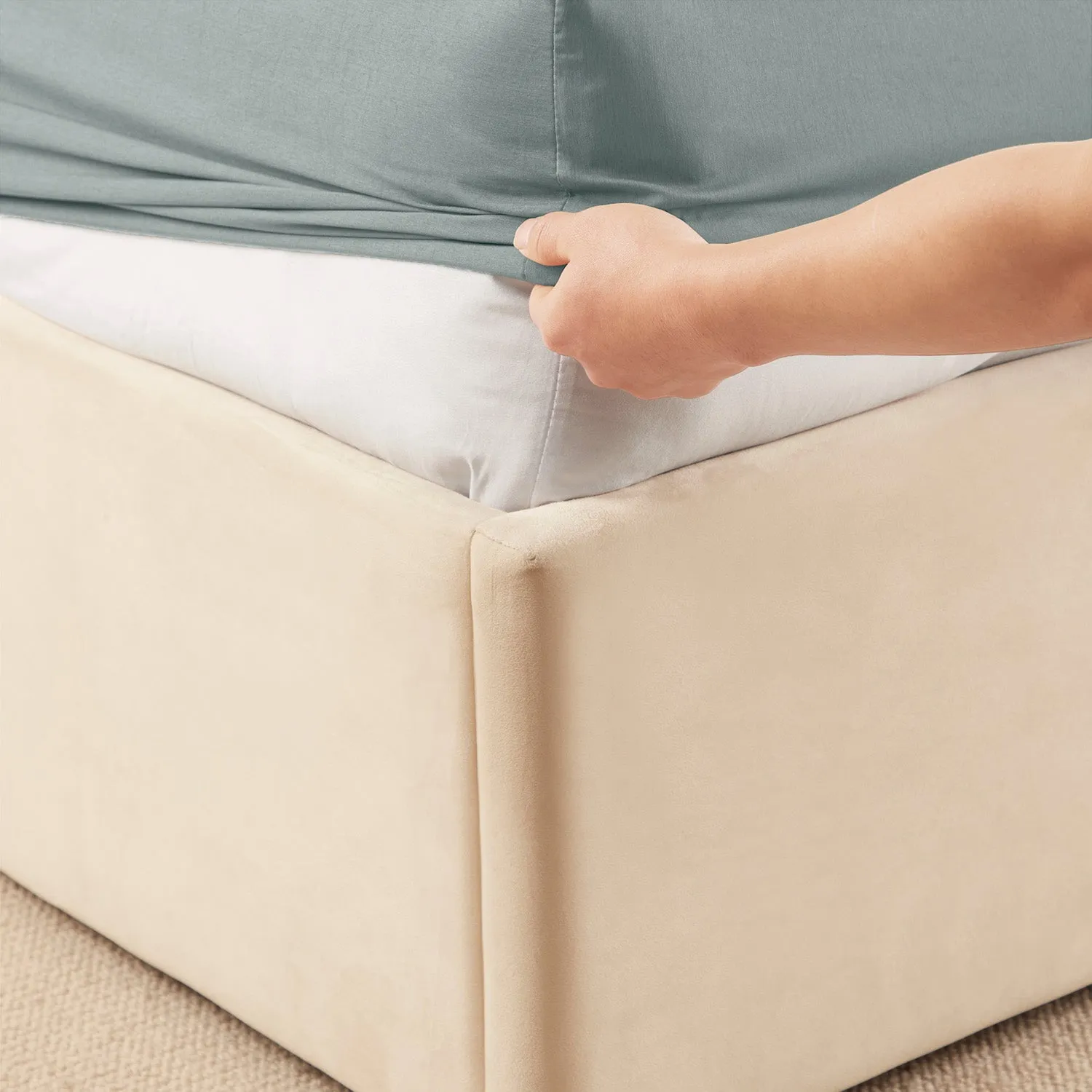 Virtu Bed Sheets Set, Deep Pocket Rayon Derived from Bamboo