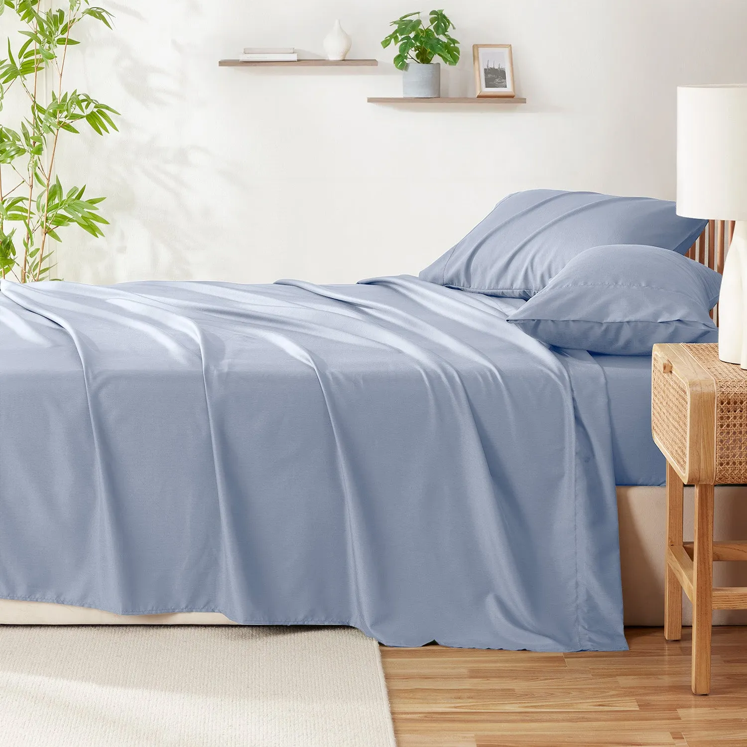 Virtu Bed Sheets Set, Deep Pocket Rayon Derived from Bamboo