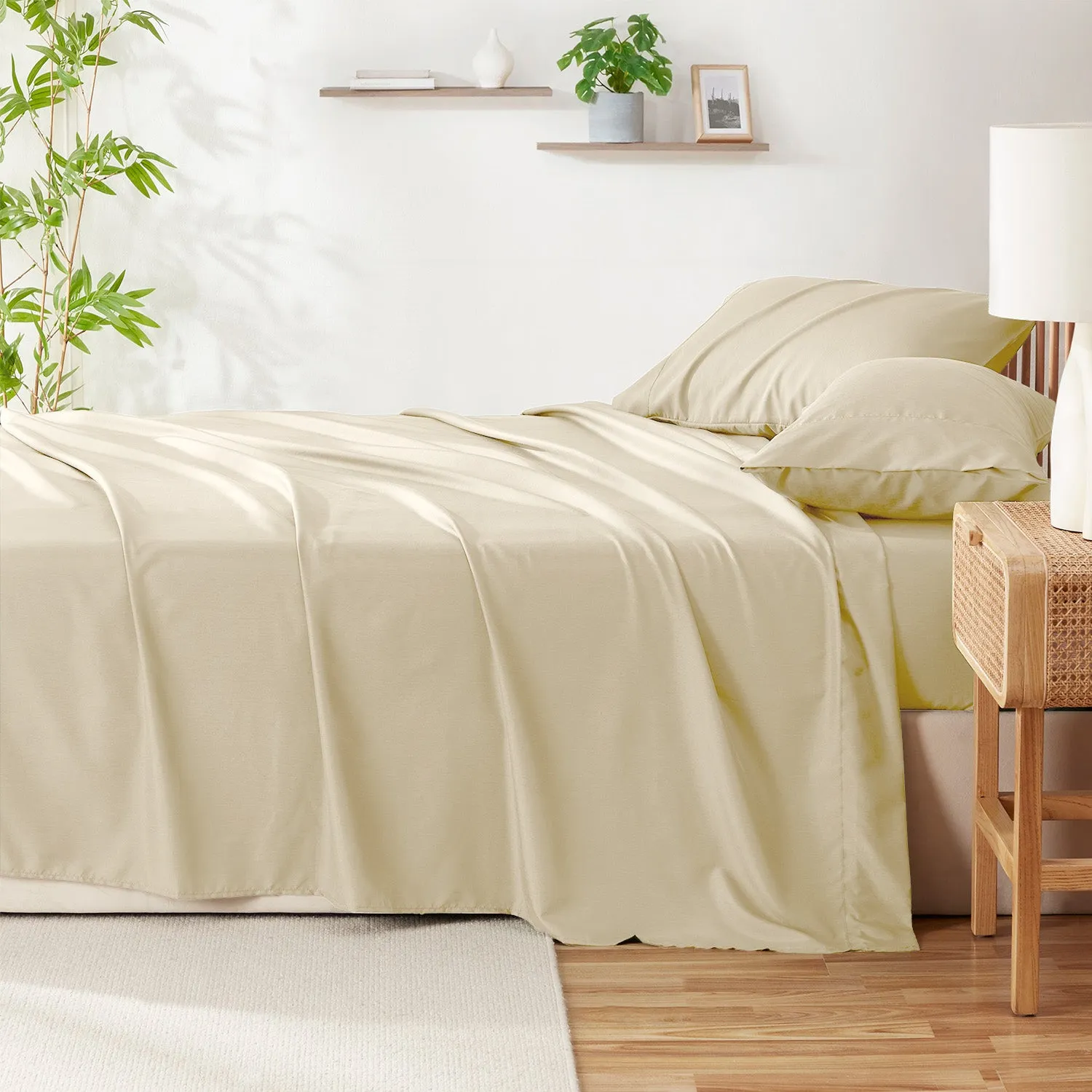 Virtu Bed Sheets Set, Deep Pocket Rayon Derived from Bamboo