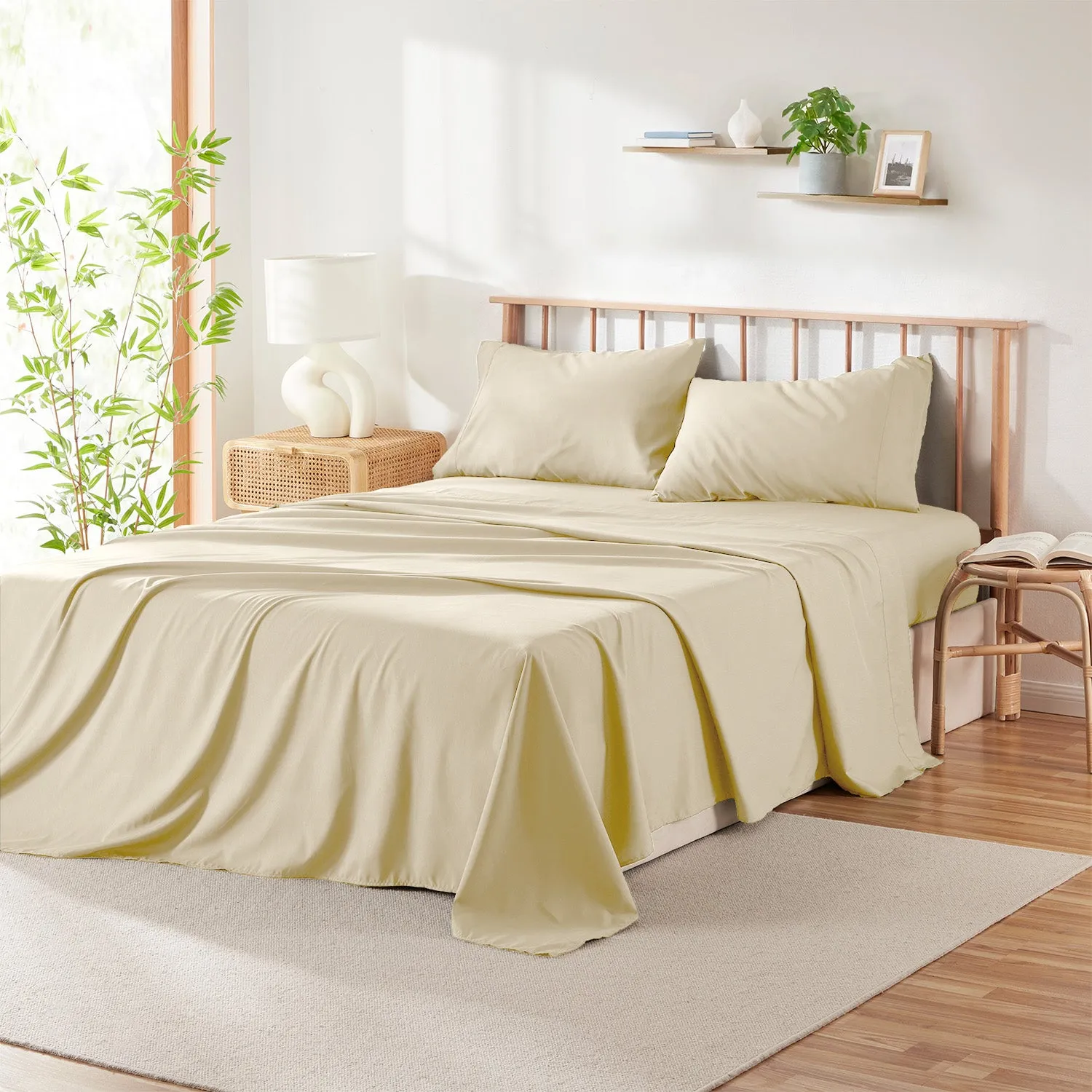 Virtu Bed Sheets Set, Deep Pocket Rayon Derived from Bamboo