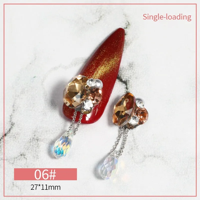 ytonn Halloween 3D Luxury Angel Tears Charm Nail Art Supplies Jewelry Sparkling Jewelry Pendant Big Red Crystal DIY Nail Art Decoration Parts