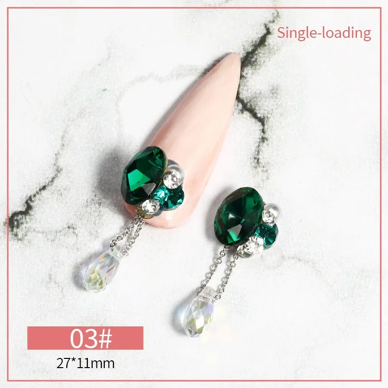 ytonn Halloween 3D Luxury Angel Tears Charm Nail Art Supplies Jewelry Sparkling Jewelry Pendant Big Red Crystal DIY Nail Art Decoration Parts