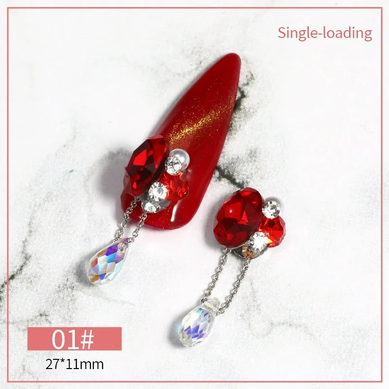 ytonn Halloween 3D Luxury Angel Tears Charm Nail Art Supplies Jewelry Sparkling Jewelry Pendant Big Red Crystal DIY Nail Art Decoration Parts